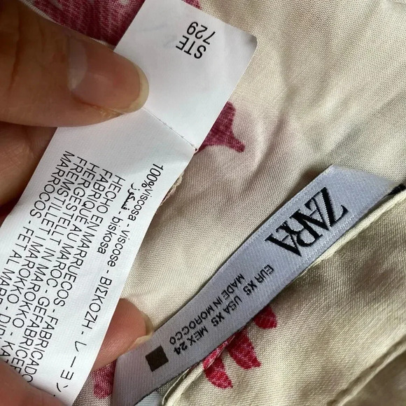 Zara Boho Floral Summer Beach Button Up Shirt Women Size XS - Picture 4 of 7